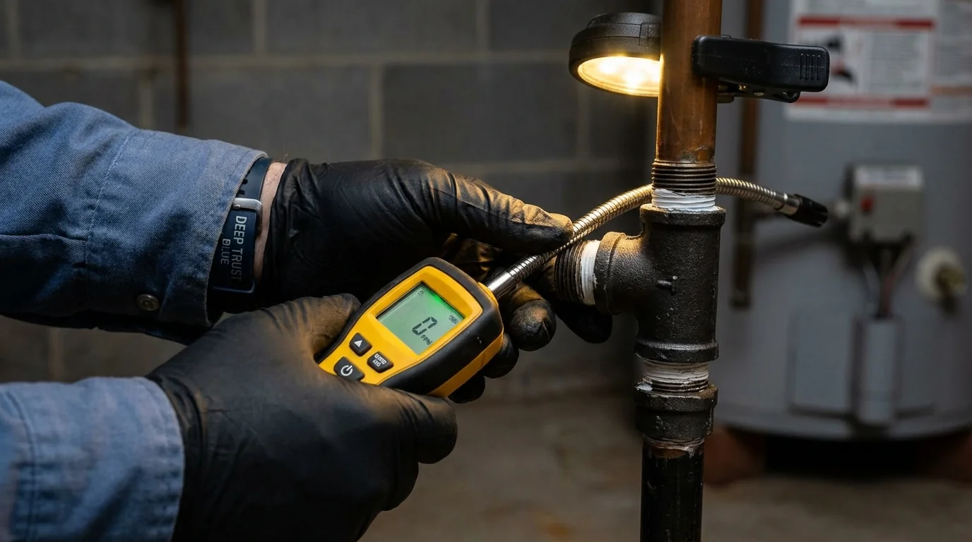 Gas leak detection with electronic sniffer by Johns Plumbing LLC in Coats