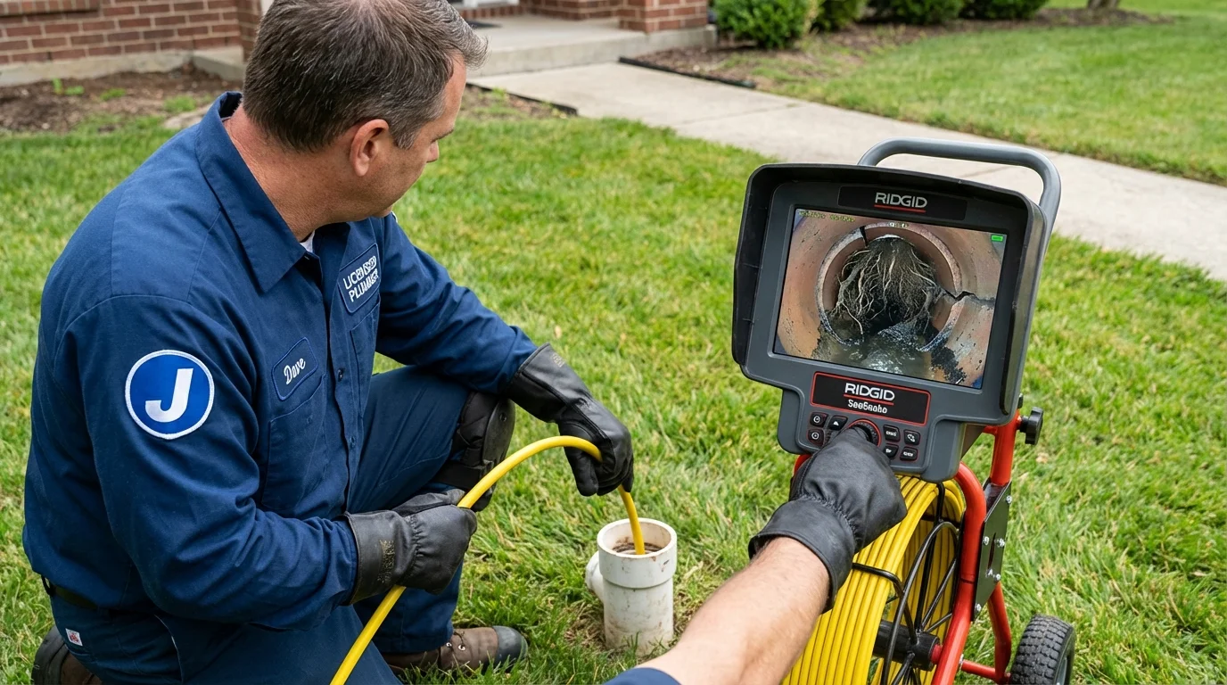 Sewer camera inspection being performed by Johns Plumbing LLC in Coats